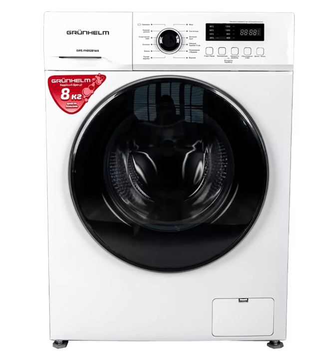 Пральна машина авт. GWS-FN812D1WB (чорн/біл.,8кг.1200 об.) (GRUNHELM)